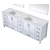 Jacques 84" White Double Vanity, White Carrara Marble Top, White Square Sinks And 34" Mirrors