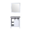 Marsyas 30" White Single Vanity, Grey Quartz Top, White Square Sink And 28" Mirror