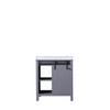 Marsyas 30" Dark Grey Single Vanity, White Carrara Marble Top, White Square Sink And No Mirror