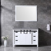 Marsyas 48" White Single Vanity, Grey Quartz Top, White Square Sink And 44" Mirror