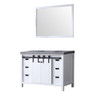 Marsyas 48" White Single Vanity, Grey Quartz Top, White Square Sink And 44" Mirror