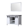 Marsyas 48" White Single Vanity, Grey Quartz Top, White Square Sink And 44" Mirror