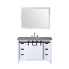 Marsyas 48" White Single Vanity, Grey Quartz Top, White Square Sink And 44" Mirror W/ Faucet