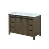Marsyas 48" Rustic Brown Single Vanity, White Quartz Top, White Square Sink And No Mirror
