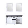 Marsyas 60" White Double Vanity, Grey Quartz Top, White Square Sinks And 24" Mirrors