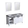 Marsyas 60" White Double Vanity, Grey Quartz Top, White Square Sinks And 24" Mirrors