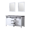 Marsyas 60" White Double Vanity, Grey Quartz Top, White Square Sinks And 24" Mirrors