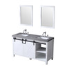 Marsyas 60" White Double Vanity, Grey Quartz Top, White Square Sinks And 24" Mirrors W/ Faucets