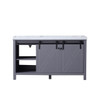 Marsyas 60" Dark Grey Double Vanity, White Carrara Marble Top, White Square Sinks And No Mirror