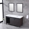 Marsyas 60" Brown Double Vanity, White Quartz Top, White Square Sinks And 24" Mirrors