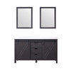 Marsyas 60" Brown Double Vanity, White Quartz Top, White Square Sinks And 24" Mirrors