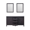 Marsyas 60" Brown Double Vanity, White Quartz Top, White Square Sinks And 24" Mirrors