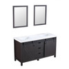 Marsyas 60" Brown Double Vanity, White Quartz Top, White Square Sinks And 24" Mirrors