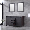 Marsyas 60" Brown Double Vanity, White Quartz Top, White Square Sinks And 24" Mirrors W/ Faucets