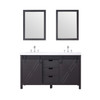 Marsyas 60" Brown Double Vanity, White Quartz Top, White Square Sinks And 24" Mirrors W/ Faucets