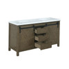 Marsyas 60" Rustic Brown Double Vanity, White Quartz Top, White Square Sinks And No Mirror