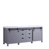 Marsyas 80" Dark Grey Double Vanity, White Carrara Marble Top, White Square Sinks And No Mirror
