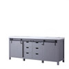 Marsyas 80" Dark Grey Double Vanity, White Carrara Marble Top, White Square Sinks And No Mirror