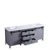 Marsyas 80" Dark Grey Double Vanity, White Carrara Marble Top, White Square Sinks And No Mirror