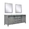Marsyas 80" Ash Grey Double Vanity, No Top And 30" Mirrors