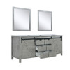 Marsyas 80" Ash Grey Double Vanity, No Top And 30" Mirrors