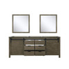 Marsyas 80" Rustic Brown Double Vanity, No Top And 30" Mirrors