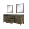Marsyas 80" Rustic Brown Double Vanity, No Top And 30" Mirrors