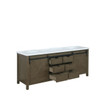 Marsyas 80" Rustic Brown Double Vanity, White Quartz Top, White Square Sinks And No Mirror