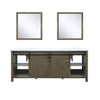 Marsyas 80" Rustic Brown Double Vanity, White Quartz Top, White Square Sinks And 30" Mirrors