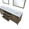 Marsyas 80" Rustic Brown Double Vanity, White Quartz Top, White Square Sinks And 30" Mirrors