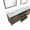 Marsyas 80" Rustic Brown Double Vanity, White Quartz Top, White Square Sinks And 30" Mirrors