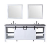 Marsyas 84" White Double Vanity, Grey Quartz Top, White Square Sinks And 34" Mirrors W/ Faucets