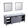 Marsyas 84" Dark Grey Double Vanity, White Carrara Marble Top, White Square Sinks And 34" Mirrors