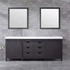 Marsyas 84" Brown Double Vanity, White Quartz Top, White Square Sinks And 34" Mirrors