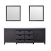 Marsyas 84" Brown Double Vanity, White Quartz Top, White Square Sinks And 34" Mirrors