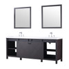 Marsyas 84" Brown Double Vanity, White Quartz Top, White Square Sinks And 34" Mirrors W/ Faucets