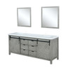 Marsyas 84" Ash Grey Double Vanity, White Quartz Top, White Square Sinks And 34" Mirrors