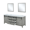 Marsyas 84" Ash Grey Double Vanity, White Quartz Top, White Square Sinks And 34" Mirrors