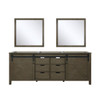 Marsyas 84" Rustic Brown Double Vanity, No Top And 34" Mirrors