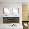 Marsyas 84" Rustic Brown Double Vanity, White Quartz Top, White Square Sinks And 34" Mirrors W/ Faucets