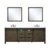 Marsyas 84" Rustic Brown Double Vanity, White Quartz Top, White Square Sinks And 34" Mirrors W/ Faucets