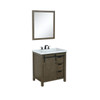 Marsyas 30" Rustic Brown Single Vanity, White Quartz Top, White Square Sink And 28" Mirror W/ Faucet