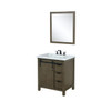 Marsyas 30" Rustic Brown Single Vanity, White Quartz Top, White Square Sink And 28" Mirror W/ Faucet