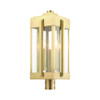 Livex Lighting 3 Lt Natural Brass Outdoor Post Top Lantern - 27717-08