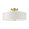 Livex Lighting 3 Lt Satin Brass Semi Flush - 51054-12