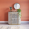 Maritza Bar Cabinet White & Antique Brass