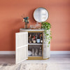 Maritza Bar Cabinet White & Antique Brass