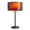 Nova of California Layers 25" Natural Mica Table Lamp In Charcoal Gray And Gunmetal With Dual Pull Chain Switch 2-Light