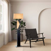 Nova of California Half Moon Floor Lamp | Gold Linen Shade - Include Night Light