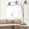 Nova of California Polygon Three Light Arc Lamp 88" Brushed Nickel Matte Black 3-Light